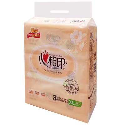 心心相印DT200軟包抽取式面紙家庭餐巾紙3包/提家庭裝大包